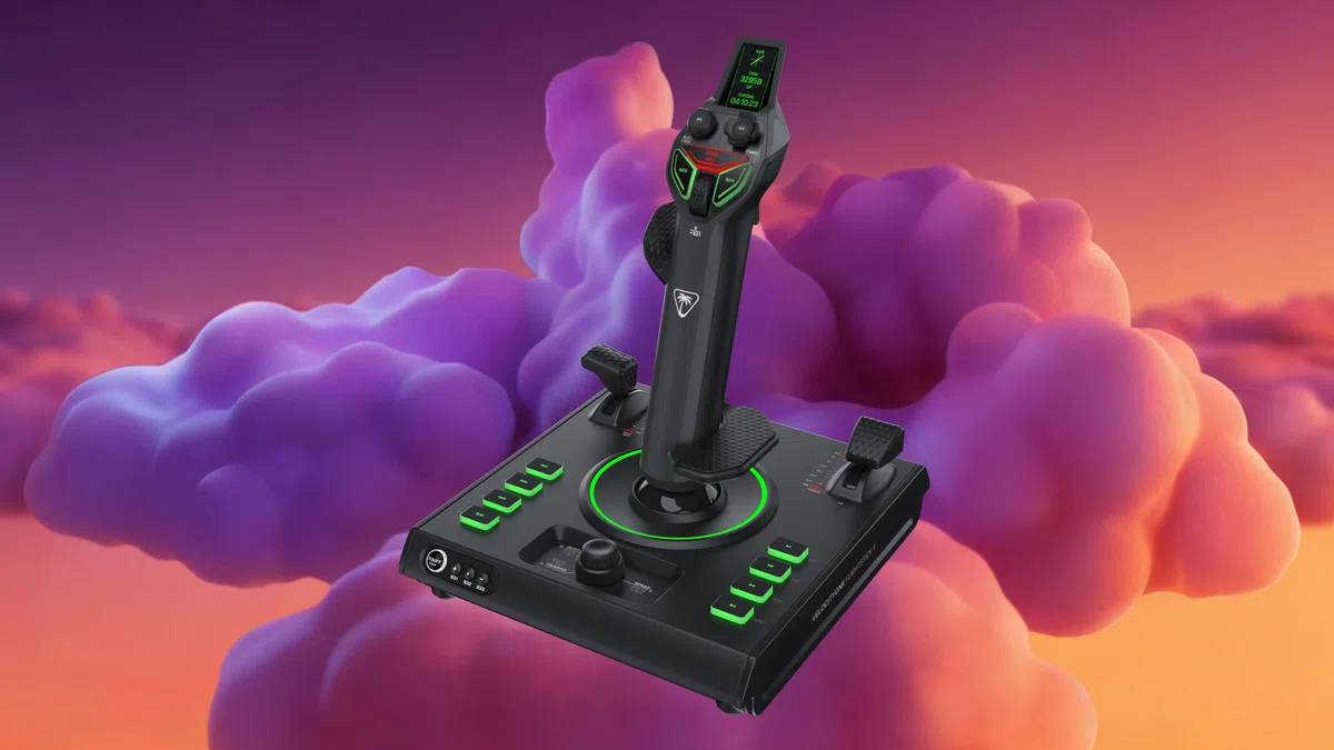 Turtle Beach VelocityOne Flightstick II per PC Windows | Precisione ad effetto Hall a 16 bit, 8 assi, 38 ingressi programmabili, display di volo, HOTAS espandibile con doppio acceleratore