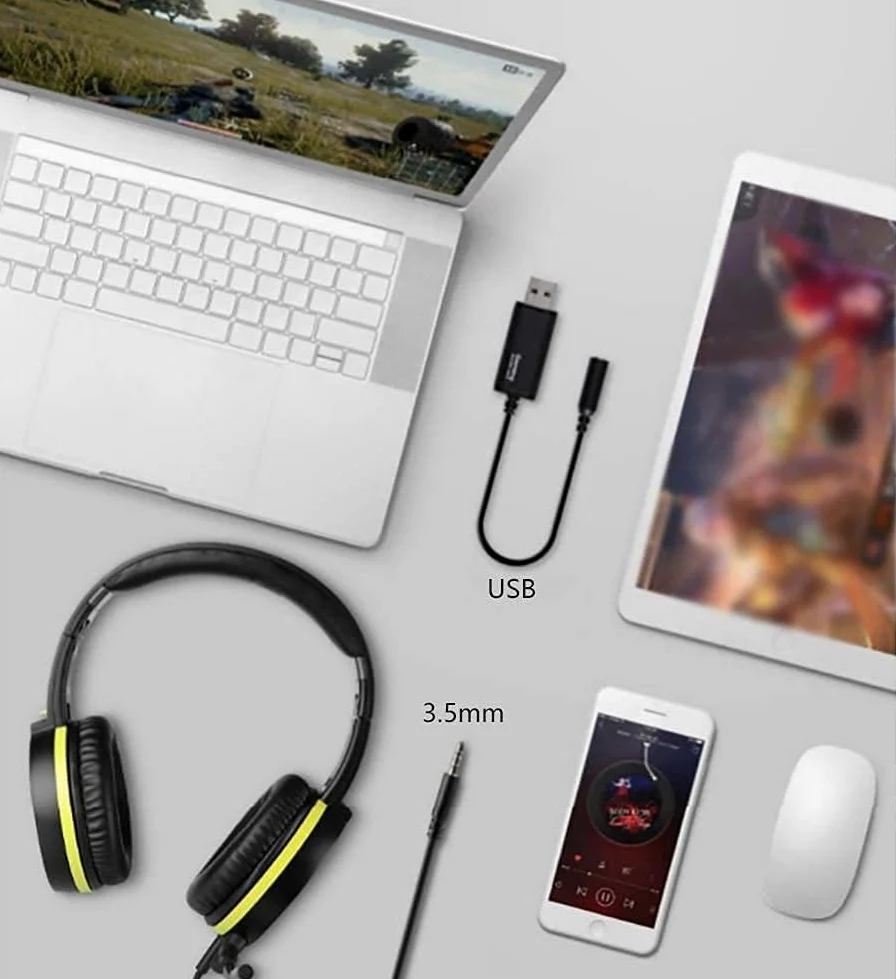 Auricolare da Gioco, 7.1 Auricolare Surround Gaming Auricolare Disaccatabile Microfono a cancellazione del Rumore Pieghevole, Stereo Surround Stereo, Oltre Orecchio e Cuffie Regolabili