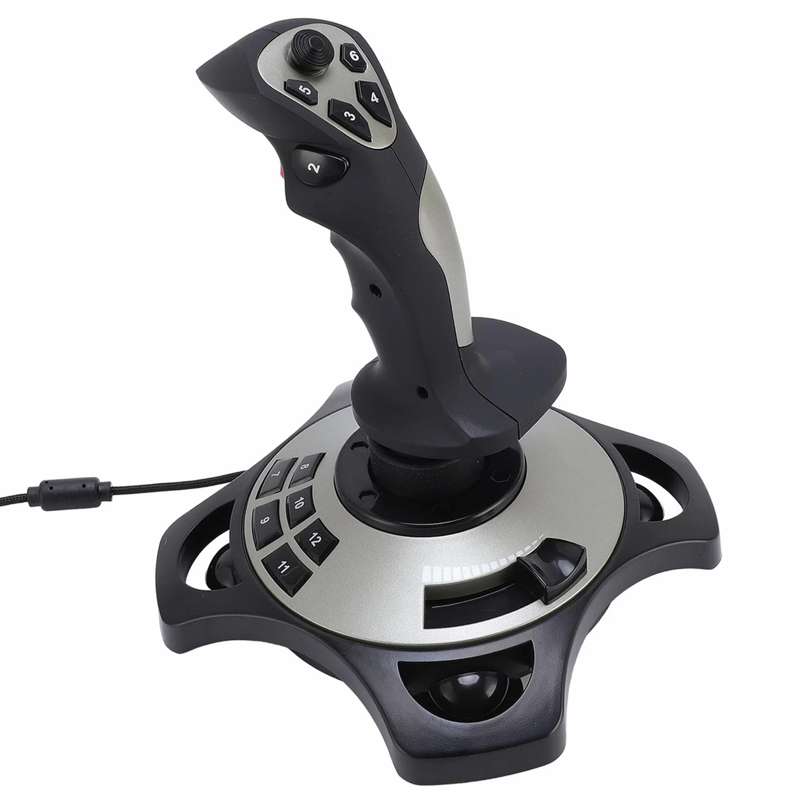 Joystick per Simulazione di Volo per PC, Controller di Gioco per Simulatore di Volo per Giochi USB con Funzione di Vibrazione e Controllo 'acceleratore, Gamepad Cablato Flight