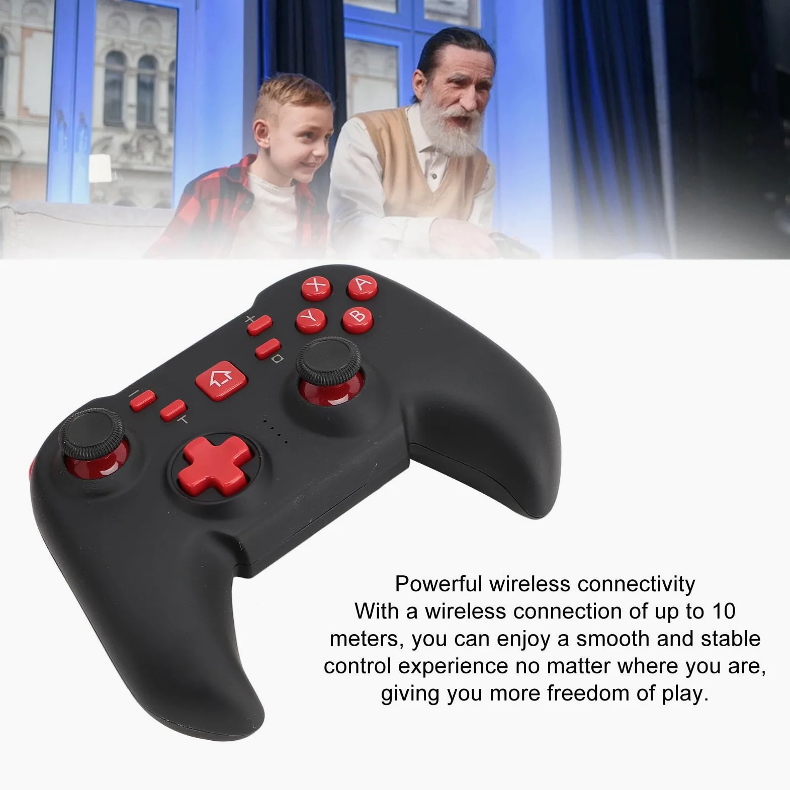 Garsent Controller Wireless, Controller di Gioco Ricaricabile con Giroscopio a 6 Assi, un Tasto di Attivazione, Automatico, Turbo, Vibrazione, Gamepad Bluetooth 5.0 per per