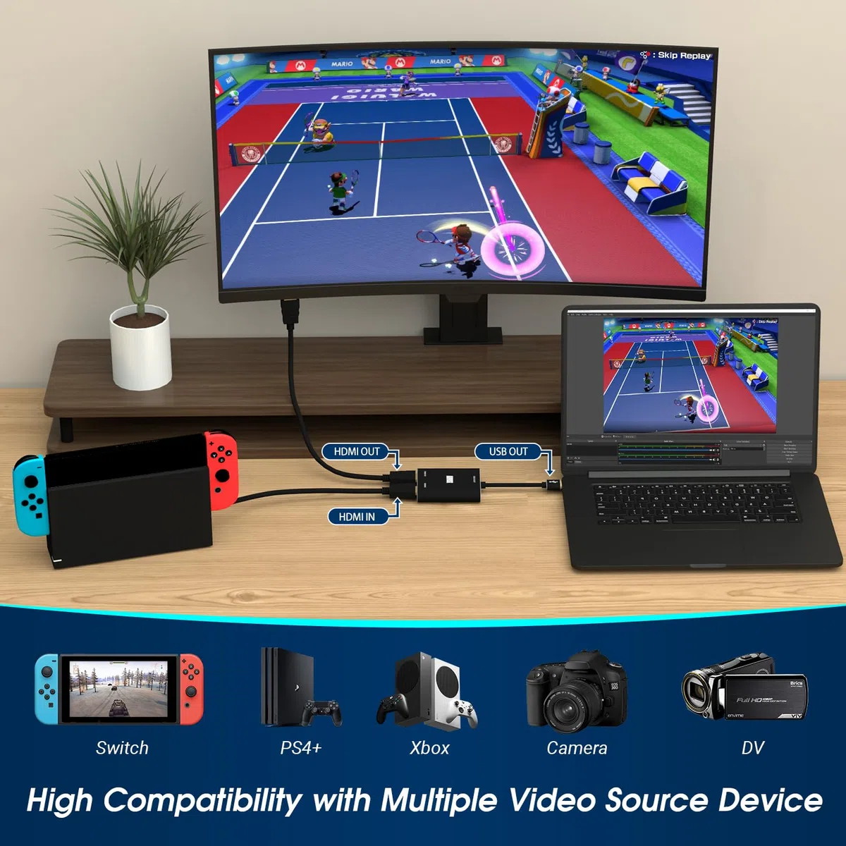 August VGB500 HDMI Capture Card – USB 3.0 Full HD 1080p 60FPS – Perfetto per YouTube Twitch Mixer – Plug & Play – Cattura, registrazione e streaming PS4, Xbox One e Nintendo Switch per PC, Mac e Linux