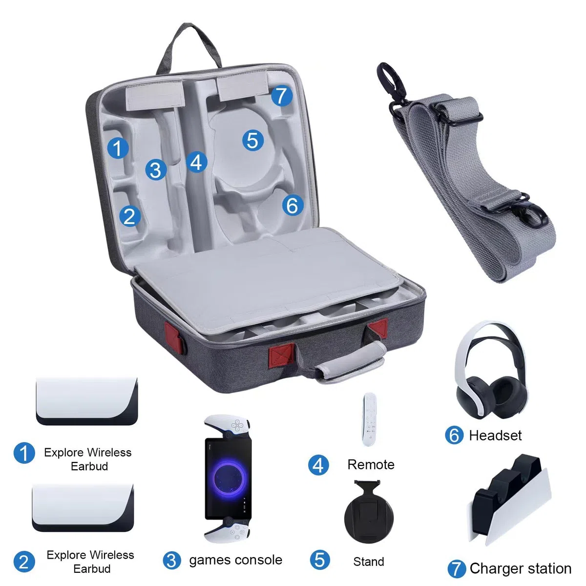 Custodia per PS5 Slim Console Dock Grip per PlayStation Portal Console, Borsa da viaggio con tracolla Accessori per console, custodia di capacità superiore (Nero)
