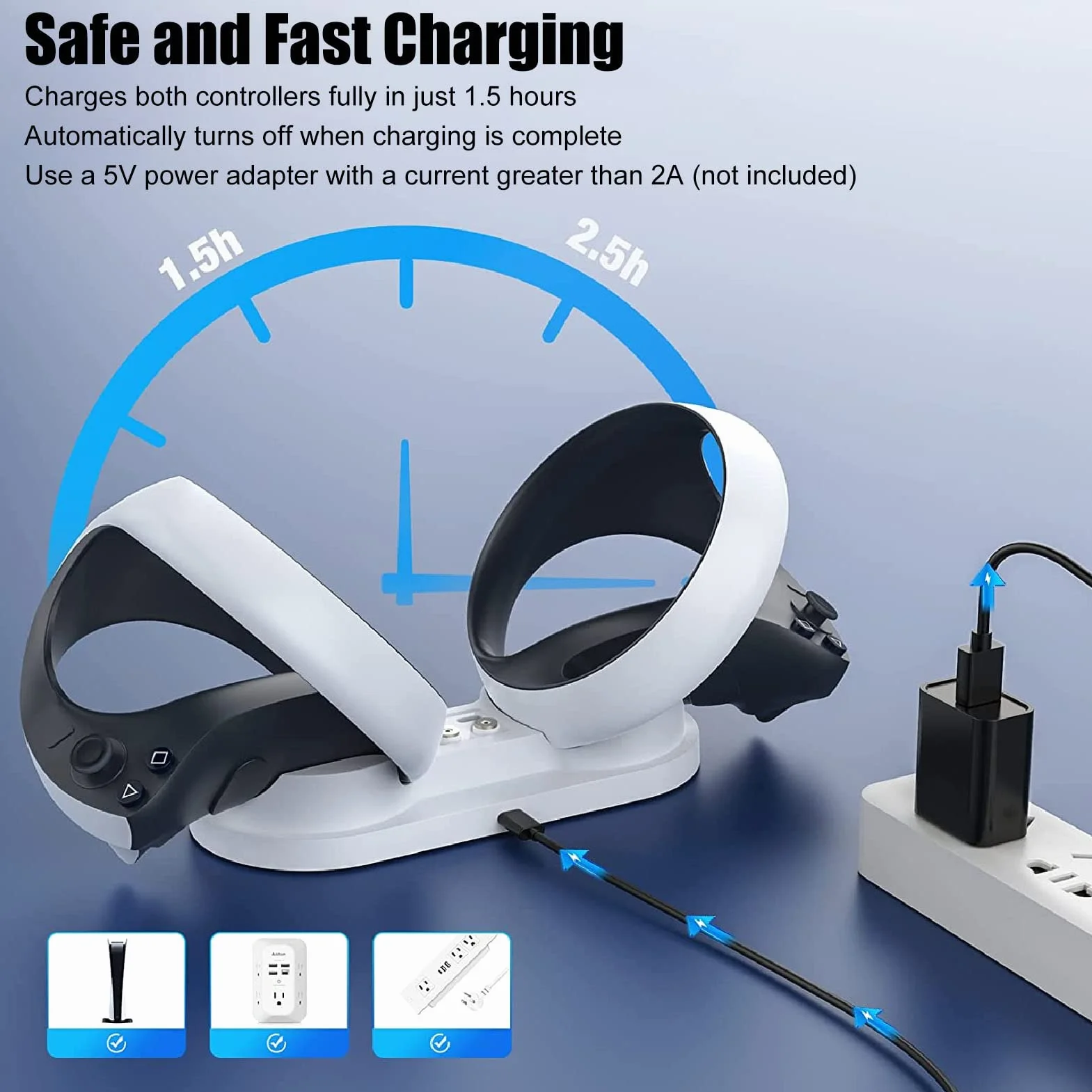 Stazione di Ricarica per Controller VR, Dock con Supporto e Doppio Caricatore Magnetico a Ricarica Rapida, Indicatore LED, per Controllori Sensore VR