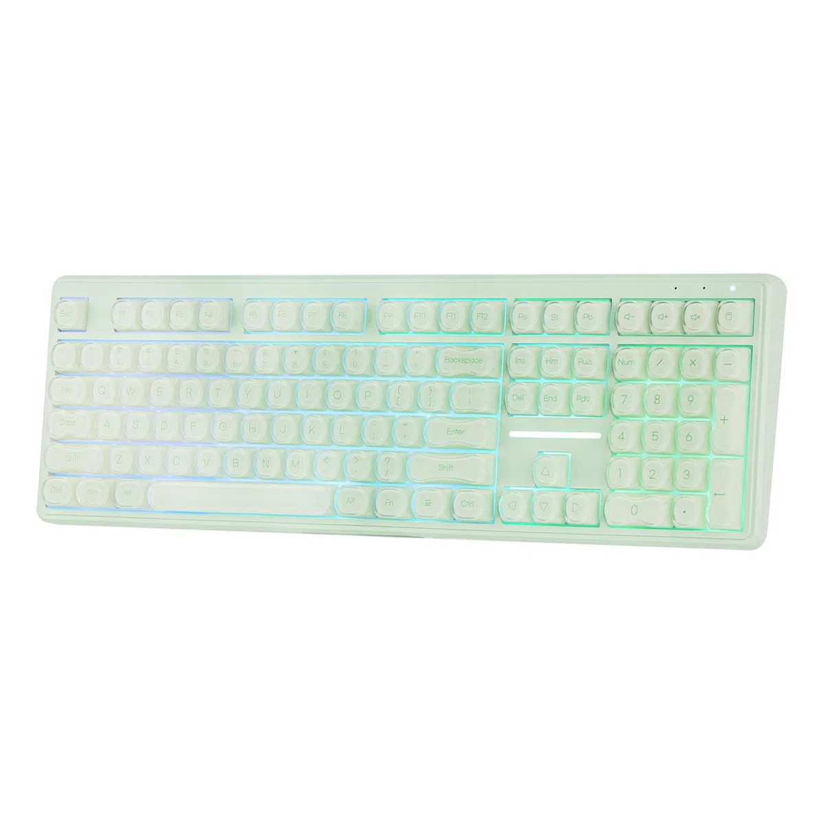 MechLands M108 tastiera full size 100% con tastierino, membrana morbida, wireless 3 modalità, batteria 5000mAh, tasti PBT, RGB, rollover 26 tasti. Compatibile Win/Mac, per gaming e ufficio (Verde)