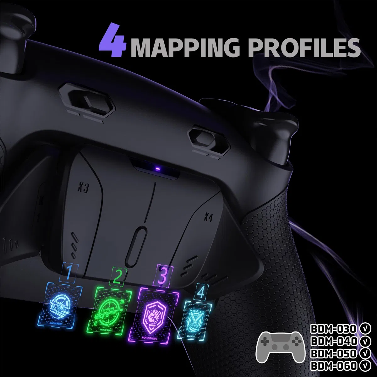eXtremeRate RISE4 Plus MAX Remap Kit per ps5 Controller BDM-030 040 050 060, 4 Palette Posteriori Programmabili & Clicky Trigger Stop per ps5 Joystick - Senza Controller, Nero&Nero