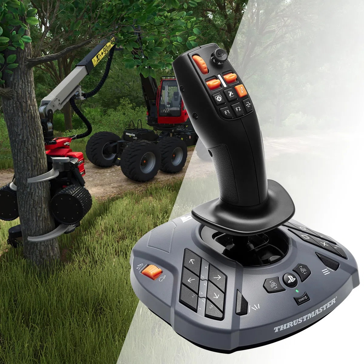 Thrustmaster T128 SimTask Farming Pack - Bundle Volante Farming - PS5 e PC | Plug & Play in Farming Simulator 25, Volante Force Feedback T128, FarmStick a 3 assi, supporto volante, pedaliera T2PM
