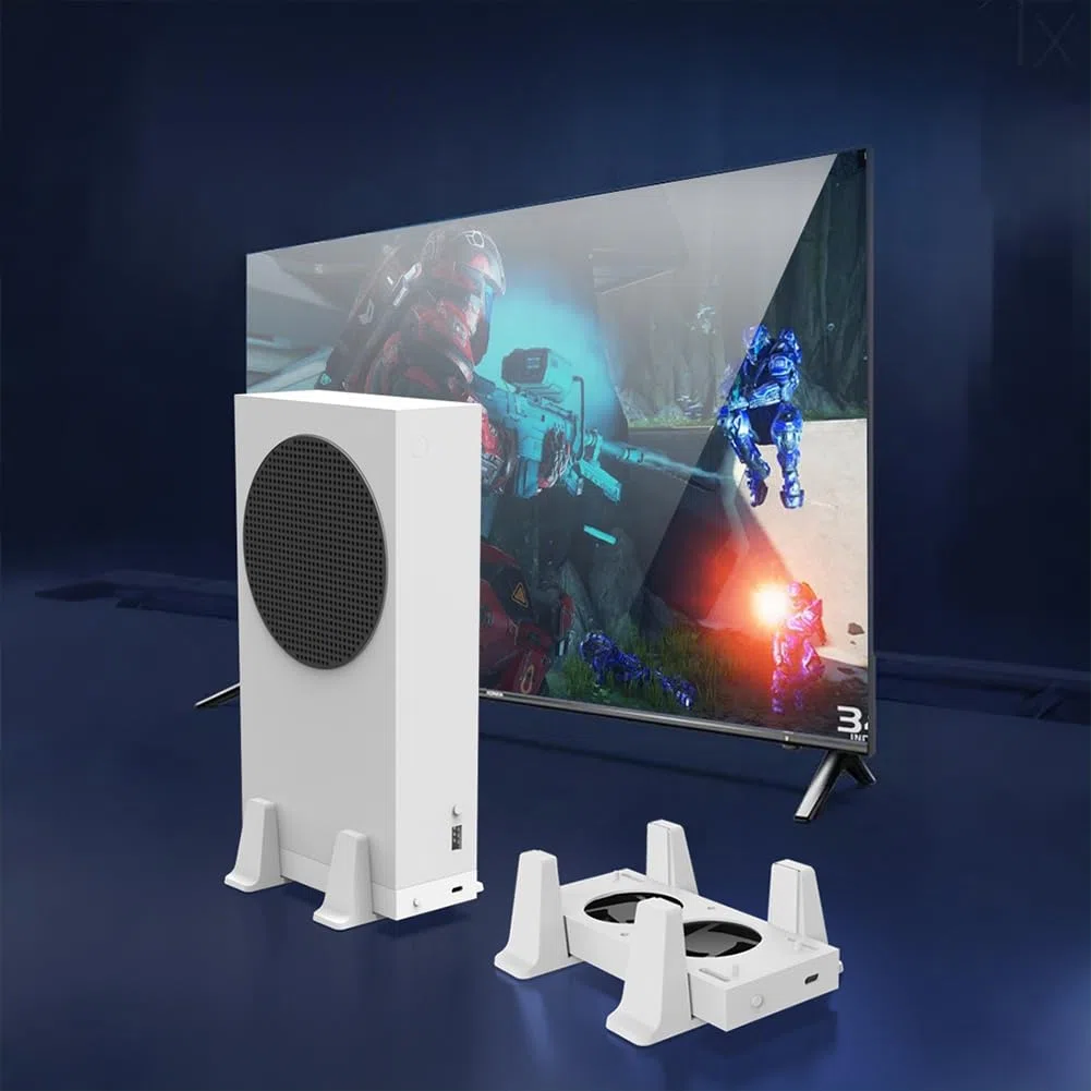 Supporto verticale con ventola di raffreddamento e porte USB, sistema di raffreddamento rimovibile per console serie S, design salvaspazio per prestazioni di gioco migliorate
