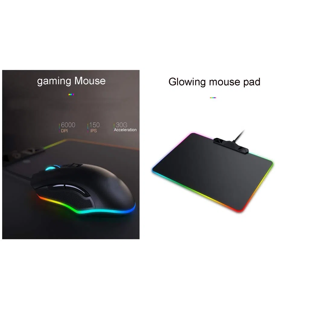 ARCH Tastiera Gaming Wired E Mouse & Mouse Pad Kit, RGB Retroilluminato Tastiere da Gioco Tastiera Multimediale Tastiera Meccanica RGB Nero Albero Cardanico Tavolino del Computer Portatile