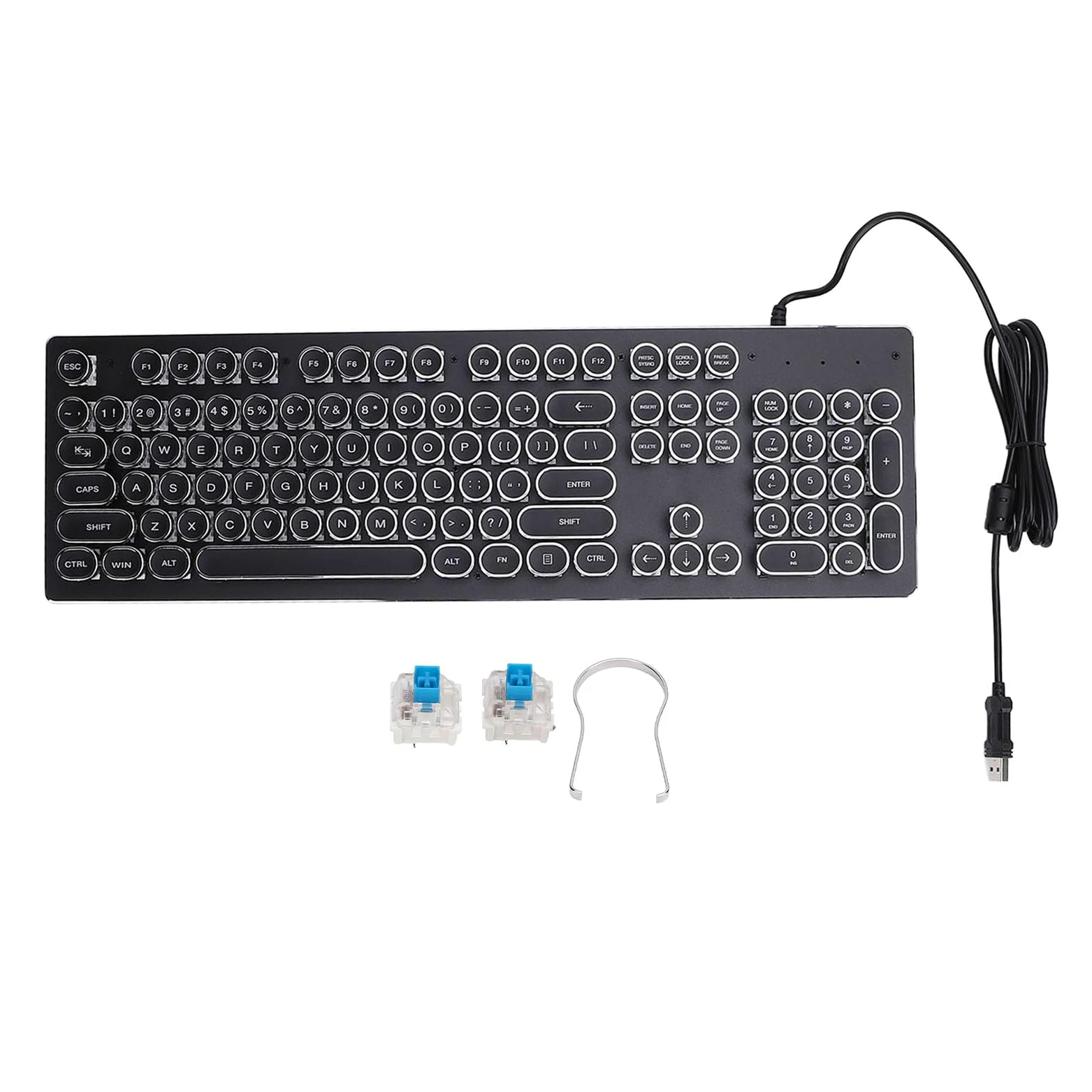 ASHATA Tastiera meccanica da gioco, interruttore blu 104 tasti RGB retroilluminato, tastiera meccanica per computer cablata USB per Win 7 8 10 XP per OS X PC laptop desktop PC gamer (nero)