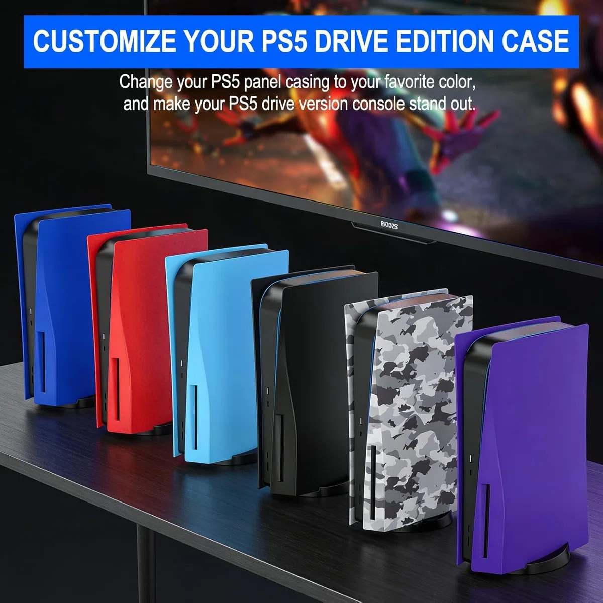 arVin Piastra laterale di ricambio per PS5, copertura di ricambio per console PS5, accessori antipolvere per console PS5, custodia in ABS (blu stella, versione disco)