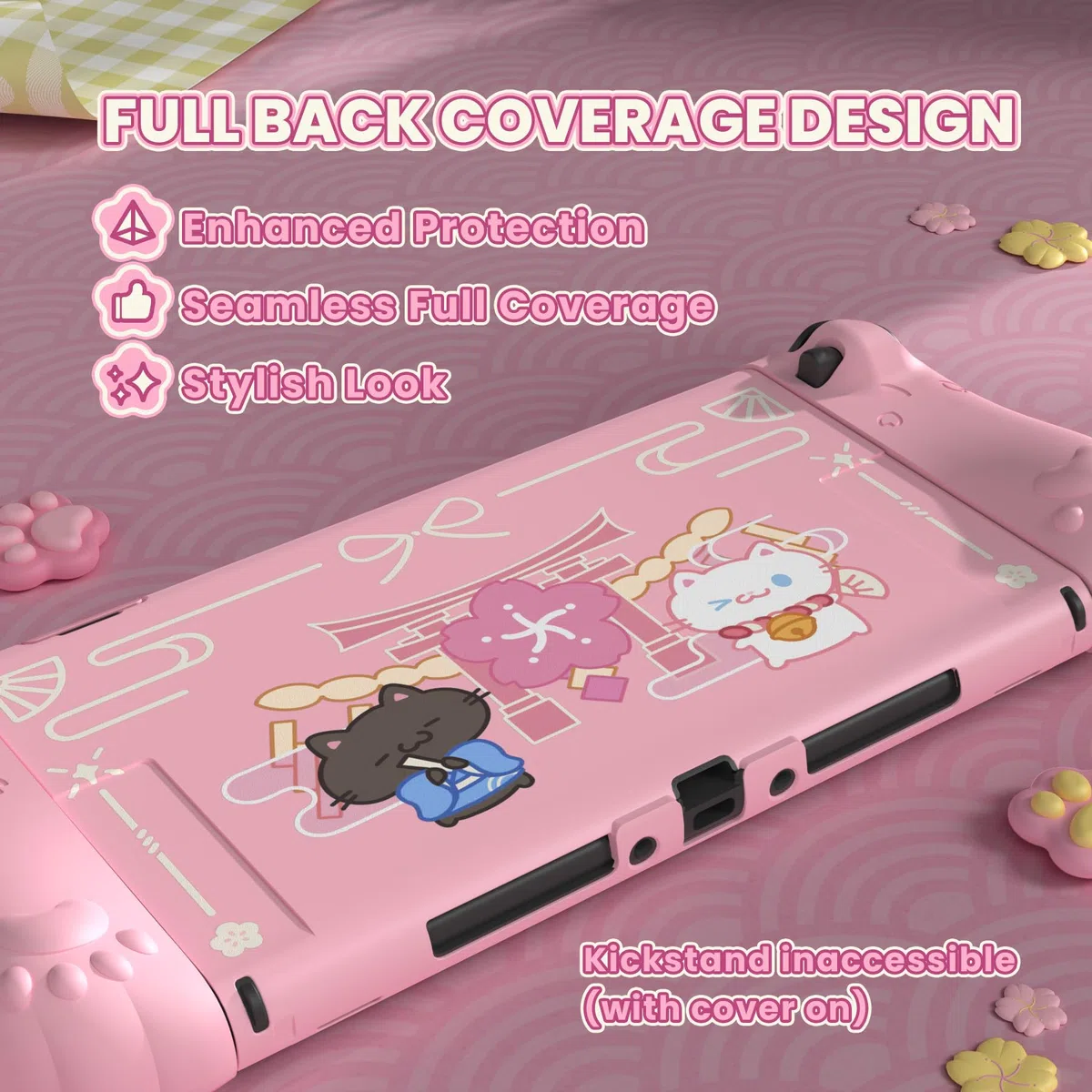 playvital Cover Dockable per Nintendo Switch 2 & Custodia in Silicone per Nintendo Switch 2 Pro Controller, Gattino di Fiori - Rosa
